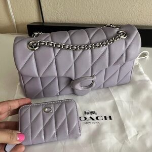 Coach Soft Purple Quilted Tabby 26 and Matching Wallet Set